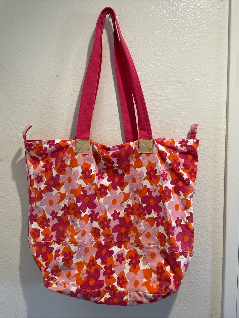 🌸 Lancôme Retro 70s Floral Travel Beach Tote Bag 19.5"x16" 🍊